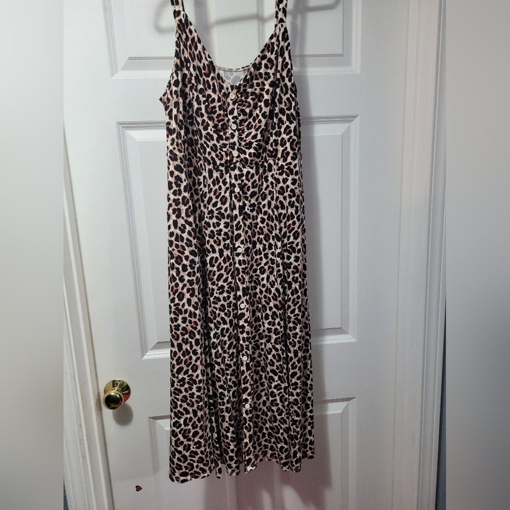 Torrid Brown Leopard Print Midi Dress
